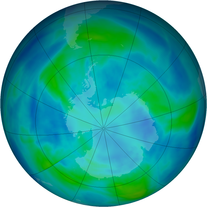 Antarctic ozone map for 07 April 2008